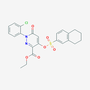 molecular formula C23H21ClN2O6S B2583436 Ethyl 1-(2-chlorophenyl)-6-oxo-4-(((5,6,7,8-tetrahydronaphthalen-2-yl)sulfonyl)oxy)-1,6-dihydropyridazine-3-carboxylate CAS No. 899991-80-1