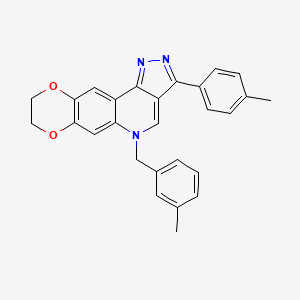 molecular formula C27H23N3O2 B2583472 14-(4-methylphenyl)-17-[(3-methylphenyl)methyl]-4,7-dioxa-12,13,17-triazatetracyclo[8.7.0.0^{3,8}.0^{11,15}]heptadeca-1,3(8),9,11,13,15-hexaene CAS No. 866588-52-5