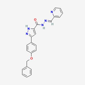 molecular formula C23H19N5O2 B2583474 3-(4-(Benzyloxy)phenyl)-N'-(2-pyridinylmethylene)-1H-pyrazole-5-carbohydrazide CAS No. 303104-87-2