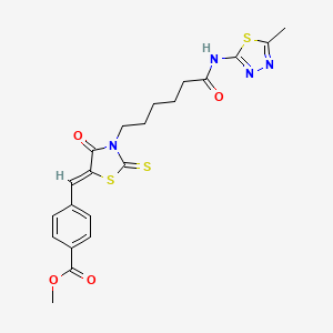 (Z)-methyl 4-((3-(6-((5-methyl-1,3,4-thiadiazol-2-yl)amino)-6-oxohexyl)-4-oxo-2-thioxothiazolidin-5-ylidene)methyl)benzoate