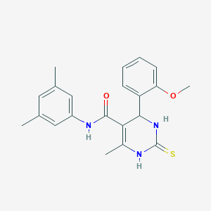 molecular formula C21H23N3O2S B2583506 N-(3,5-dimethylphenyl)-4-(2-methoxyphenyl)-6-methyl-2-sulfanylidene-1,2,3,4-tetrahydropyrimidine-5-carboxamide CAS No. 537679-70-2