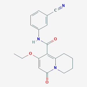 molecular formula C19H19N3O3 B2583534 N-(3-cyanophenyl)-8-ethoxy-6-oxo-1,3,4,6-tetrahydro-2H-quinolizine-9-carboxamide CAS No. 1775345-39-5