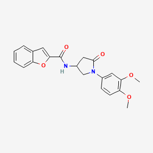 molecular formula C21H20N2O5 B2583552 N-[1-(3,4-dimethoxyphenyl)-5-oxopyrrolidin-3-yl]-1-benzofuran-2-carboxamide CAS No. 905672-28-8