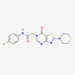 molecular formula C17H16BrN5O2S2 B2583560 N-(4-bromophenyl)-2-[7-oxo-2-(thiomorpholin-4-yl)-6H,7H-[1,3]thiazolo[4,5-d]pyrimidin-6-yl]acetamide CAS No. 1223924-45-5