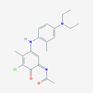 molecular formula C20H24ClN3O2 B025836 N-(5-Chloro-3-((4-(diethylamino)-2-methylphenyl)imino)-4-methyl-6-oxocyclohexa-1,4-dien-1-yl)acetamide CAS No. 102387-48-4