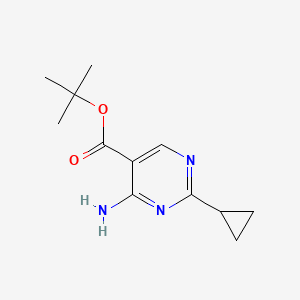 molecular formula C12H17N3O2 B2583621 Tert-butyl 4-amino-2-cyclopropylpyrimidine-5-carboxylate CAS No. 2248408-51-5