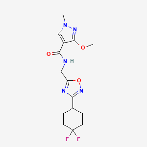 molecular formula C15H19F2N5O3 B2583754 N-((3-(4,4-difluorocyclohexyl)-1,2,4-oxadiazol-5-yl)methyl)-3-methoxy-1-methyl-1H-pyrazole-4-carboxamide CAS No. 2034231-53-1