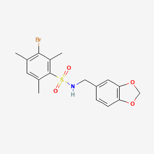 molecular formula C17H18BrNO4S B2583757 N-[(2H-1,3-benzodioxol-5-yl)methyl]-3-bromo-2,4,6-trimethylbenzene-1-sulfonamide CAS No. 873588-01-3