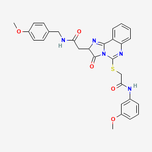 molecular formula C29H27N5O5S B2583771 N-(3-methoxyphenyl)-2-{[2-({[(4-methoxyphenyl)methyl]carbamoyl}methyl)-3-oxo-2H,3H-imidazo[1,2-c]quinazolin-5-yl]sulfanyl}acetamide CAS No. 1023456-32-7