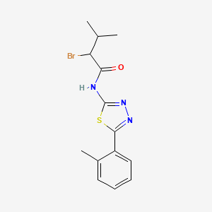 molecular formula C14H16BrN3OS B2583807 2-bromo-3-methyl-N-[5-(2-methylphenyl)-1,3,4-thiadiazol-2-yl]butanamide CAS No. 391226-13-4