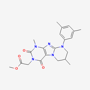 molecular formula C21H25N5O4 B2583832 methyl 2-[9-(3,5-dimethylphenyl)-1,7-dimethyl-2,4-dioxo-1H,2H,3H,4H,6H,7H,8H,9H-pyrimido[1,2-g]purin-3-yl]acetate CAS No. 845805-34-7