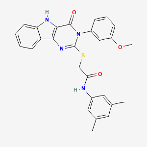 molecular formula C27H24N4O3S B2583843 N-(3,5-dimethylphenyl)-2-((3-(3-methoxyphenyl)-4-oxo-4,5-dihydro-3H-pyrimido[5,4-b]indol-2-yl)thio)acetamide CAS No. 536706-50-0