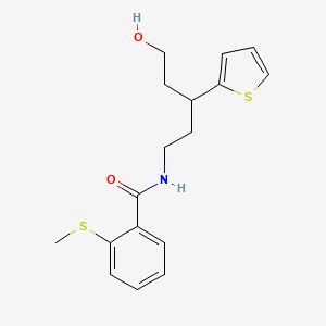 molecular formula C17H21NO2S2 B2583868 N-(5-hydroxy-3-(thiophen-2-yl)pentyl)-2-(methylthio)benzamide CAS No. 2034586-06-4