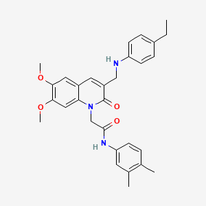 molecular formula C30H33N3O4 B2583871 N-(3,4-dimethylphenyl)-2-(3-{[(4-ethylphenyl)amino]methyl}-6,7-dimethoxy-2-oxo-1,2-dihydroquinolin-1-yl)acetamide CAS No. 893788-70-0