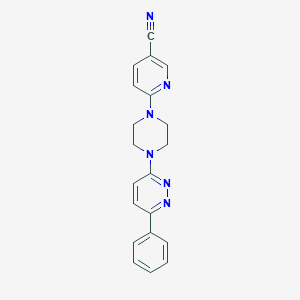 molecular formula C20H18N6 B2583872 6-[4-(6-Phenylpyridazin-3-yl)piperazin-1-yl]pyridine-3-carbonitrile CAS No. 2380081-74-1