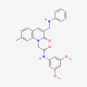 molecular formula C27H27N3O4 B2583875 N-(3,5-dimethoxyphenyl)-2-{7-methyl-2-oxo-3-[(phenylamino)methyl]-1,2-dihydroquinolin-1-yl}acetamide CAS No. 899723-37-6