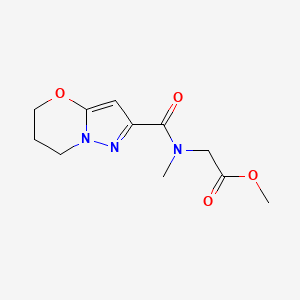 molecular formula C11H15N3O4 B2583877 methyl 2-(N-methyl-6,7-dihydro-5H-pyrazolo[5,1-b][1,3]oxazine-2-carboxamido)acetate CAS No. 1421500-86-8