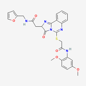 molecular formula C27H25N5O6S B2583896 N-(2,5-dimethoxyphenyl)-2-{[2-({[(furan-2-yl)methyl]carbamoyl}methyl)-3-oxo-2H,3H-imidazo[1,2-c]quinazolin-5-yl]sulfanyl}acetamide CAS No. 959514-27-3