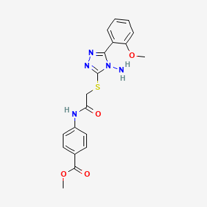 molecular formula C19H19N5O4S B2583898 methyl 4-(2-{[4-amino-5-(2-methoxyphenyl)-4H-1,2,4-triazol-3-yl]sulfanyl}acetamido)benzoate CAS No. 587008-81-9