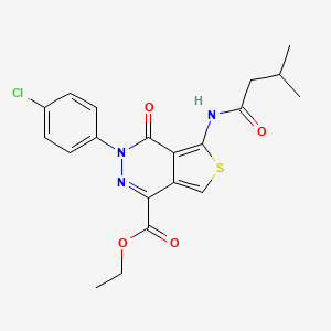 molecular formula C20H20ClN3O4S B2583928 ethyl 3-(4-chlorophenyl)-5-(3-methylbutanamido)-4-oxo-3H,4H-thieno[3,4-d]pyridazine-1-carboxylate CAS No. 851950-04-4
