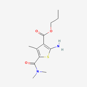 molecular formula C12H18N2O3S B2583941 Propyl 2-amino-5-[(dimethylamino)carbonyl]-4-methylthiophene-3-carboxylate CAS No. 438532-76-4