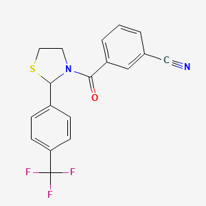 3-(2-(4-(Trifluoromethyl)phenyl)thiazolidine-3-carbonyl)benzonitrile