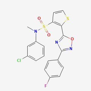 molecular formula C19H13ClFN3O3S2 B2583958 N-(3-chlorophenyl)-2-[3-(4-fluorophenyl)-1,2,4-oxadiazol-5-yl]-N-methylthiophene-3-sulfonamide CAS No. 1251671-41-6