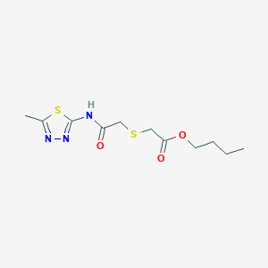 molecular formula C11H17N3O3S2 B2583972 Butyl 2-((2-((5-methyl-1,3,4-thiadiazol-2-yl)amino)-2-oxoethyl)thio)acetate CAS No. 403836-36-2