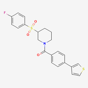 molecular formula C22H20FNO3S2 B2583995 3-(4-fluorobenzenesulfonyl)-1-[4-(thiophen-3-yl)benzoyl]piperidine CAS No. 1797861-26-7