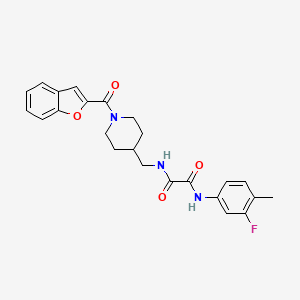 molecular formula C24H24FN3O4 B2584050 N1-((1-(benzofuran-2-carbonyl)piperidin-4-yl)methyl)-N2-(3-fluoro-4-methylphenyl)oxalamide CAS No. 1234978-46-1
