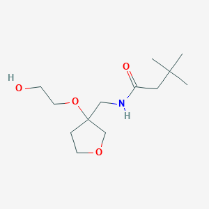 molecular formula C13H25NO4 B2584056 N-{[3-(2-hydroxyethoxy)oxolan-3-yl]methyl}-3,3-dimethylbutanamide CAS No. 2320178-55-8