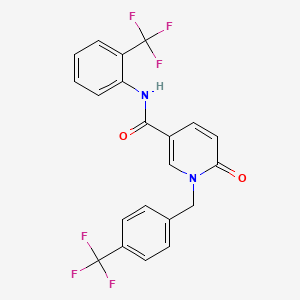molecular formula C21H14F6N2O2 B2584058 6-oxo-1-(4-(trifluoromethyl)benzyl)-N-(2-(trifluoromethyl)phenyl)-1,6-dihydropyridine-3-carboxamide CAS No. 941973-94-0