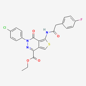 molecular formula C23H17ClFN3O4S B2584129 ethyl 3-(4-chlorophenyl)-5-[2-(4-fluorophenyl)acetamido]-4-oxo-3H,4H-thieno[3,4-d]pyridazine-1-carboxylate CAS No. 851950-77-1