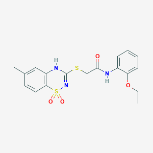 molecular formula C18H19N3O4S2 B2584148 N-(2-ethoxyphenyl)-2-[(6-methyl-1,1-dioxo-4H-1lambda6,2,4-benzothiadiazin-3-yl)sulfanyl]acetamide CAS No. 899724-37-9