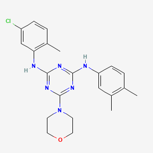 molecular formula C22H25ClN6O B2584205 N2-(5-CHLORO-2-METHYLPHENYL)-N4-(3,4-DIMETHYLPHENYL)-6-(MORPHOLIN-4-YL)-1,3,5-TRIAZINE-2,4-DIAMINE CAS No. 946209-00-3