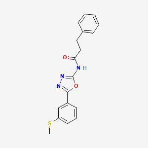 molecular formula C18H17N3O2S B2584226 N-{5-[3-(methylsulfanyl)phenyl]-1,3,4-oxadiazol-2-yl}-3-phenylpropanamide CAS No. 886914-79-0