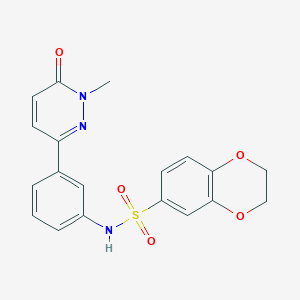 molecular formula C19H17N3O5S B2584309 N-(3-(1-methyl-6-oxo-1,6-dihydropyridazin-3-yl)phenyl)-2,3-dihydrobenzo[b][1,4]dioxine-6-sulfonamide CAS No. 899743-46-5