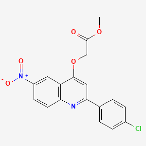 molecular formula C18H13ClN2O5 B2584310 Methyl 2-{[2-(4-chlorophenyl)-6-nitroquinolin-4-YL]oxy}acetate CAS No. 1031988-93-8