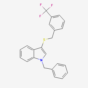 B2584312 1-Benzyl-3-[[3-(trifluoromethyl)phenyl]methylsulfanyl]indole CAS No. 681273-40-5