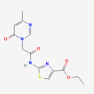 molecular formula C13H14N4O4S B2584313 ethyl 2-(2-(4-methyl-6-oxopyrimidin-1(6H)-yl)acetamido)thiazole-4-carboxylate CAS No. 1203303-17-6