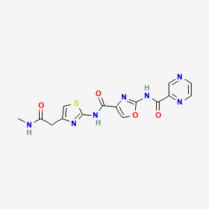 molecular formula C15H13N7O4S B2584335 N-(4-(2-(methylamino)-2-oxoethyl)thiazol-2-yl)-2-(pyrazine-2-carboxamido)oxazole-4-carboxamide CAS No. 1396886-67-1