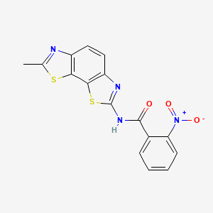 molecular formula C16H10N4O3S2 B2584362 N-{11-methyl-3,12-dithia-5,10-diazatricyclo[7.3.0.0^{2,6}]dodeca-1(9),2(6),4,7,10-pentaen-4-yl}-2-nitrobenzamide CAS No. 361158-83-0