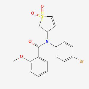 molecular formula C18H16BrNO4S B2584383 N-(4-bromophenyl)-N-(1,1-dioxo-2,3-dihydro-1lambda6-thiophen-3-yl)-2-methoxybenzamide CAS No. 852439-86-2