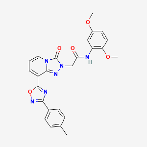 molecular formula C25H22N6O5 B2584397 N-(2,5-dimethoxyphenyl)-2-{8-[3-(4-methylphenyl)-1,2,4-oxadiazol-5-yl]-3-oxo-2H,3H-[1,2,4]triazolo[4,3-a]pyridin-2-yl}acetamide CAS No. 1260924-69-3