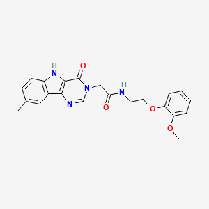 molecular formula C22H22N4O4 B2584408 N-[2-(2-methoxyphenoxy)ethyl]-2-{8-methyl-4-oxo-3H,4H,5H-pyrimido[5,4-b]indol-3-yl}acetamide CAS No. 1189432-17-4