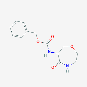 molecular formula C13H16N2O4 B2584463 Benzyl (R)-(5-oxo-1,4-oxazepan-6-YL)carbamate CAS No. 2102412-69-9