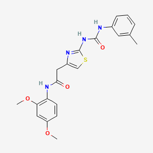 molecular formula C21H22N4O4S B2584466 N-(2,4-dimethoxyphenyl)-2-(2-(3-(m-tolyl)ureido)thiazol-4-yl)acetamide CAS No. 921485-03-2