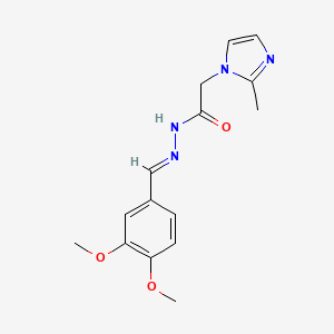 molecular formula C15H18N4O3 B2584489 (E)-N'-(3,4-dimethoxybenzylidene)-2-(2-methyl-1H-imidazol-1-yl)acetohydrazide CAS No. 848992-73-4