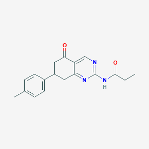 molecular formula C18H19N3O2 B258449 N-[7-(4-methylphenyl)-5-oxo-5,6,7,8-tetrahydroquinazolin-2-yl]propanamide 