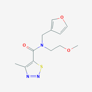 molecular formula C12H15N3O3S B2584499 N-(furan-3-ylmethyl)-N-(2-methoxyethyl)-4-methyl-1,2,3-thiadiazole-5-carboxamide CAS No. 1421529-53-4
